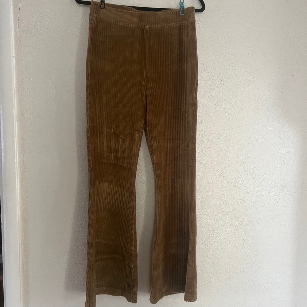 Aerie Velvet Flare Leggings Mustard Yellow